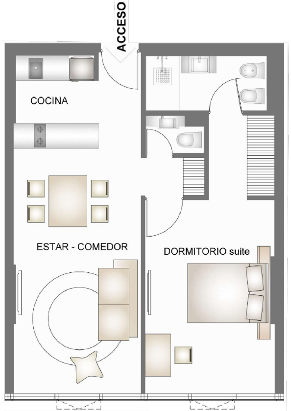 Plano de 1 dormitorio ByC